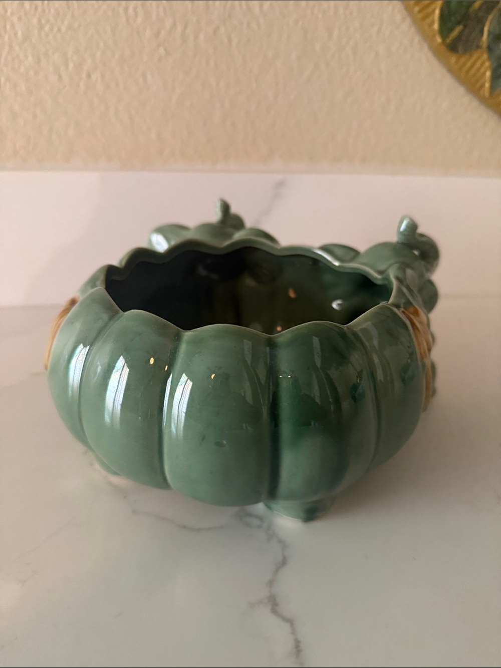 Majolica Style Planter Ceramic Elephant - Picture 3 of 7